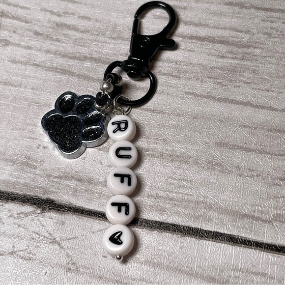 Black Resin Filled Paw Pet Charm Or Purse Toggle Or Keychain - Picture 8 of 13